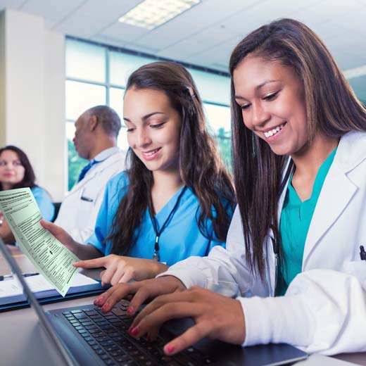 photo of medical students on computer