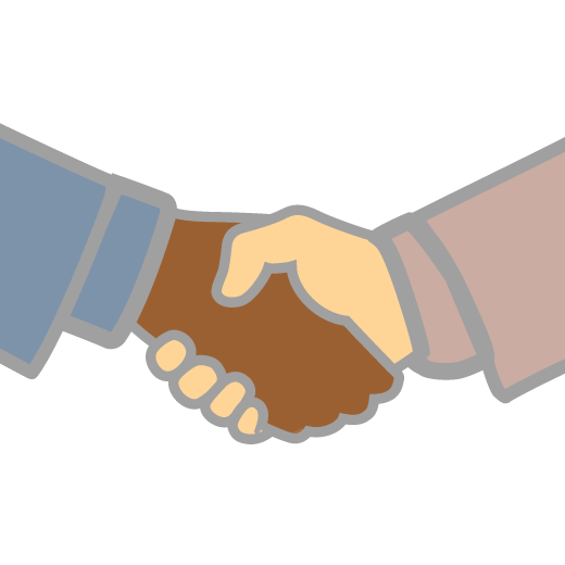 Icon of two hand in a handshake (grey)